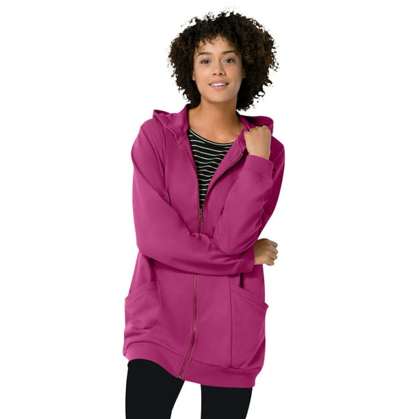 Woman Within Womens Plus Size Zip Front Tunic Hoodie 